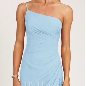 Elegant Blue One-Shoulder Bridesmaid Dress